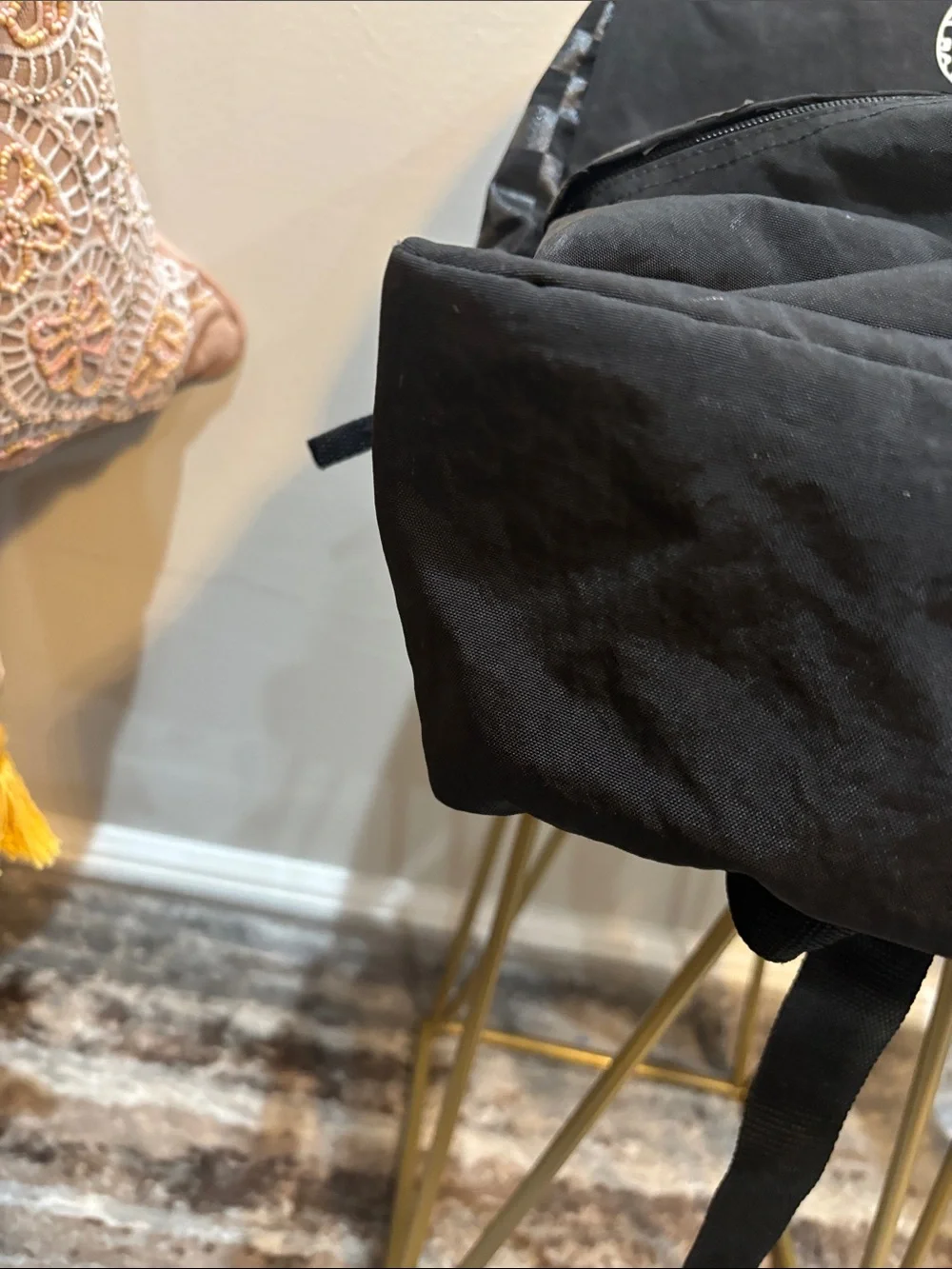 Vans Black Backpack with White Snake Crest and Checker Trim